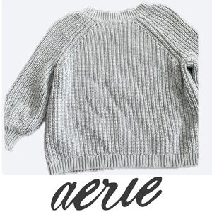 Aerie Gray Cozy Knit Crew Neck Raglan Relaxed Fit Layering Sweater Size XS S